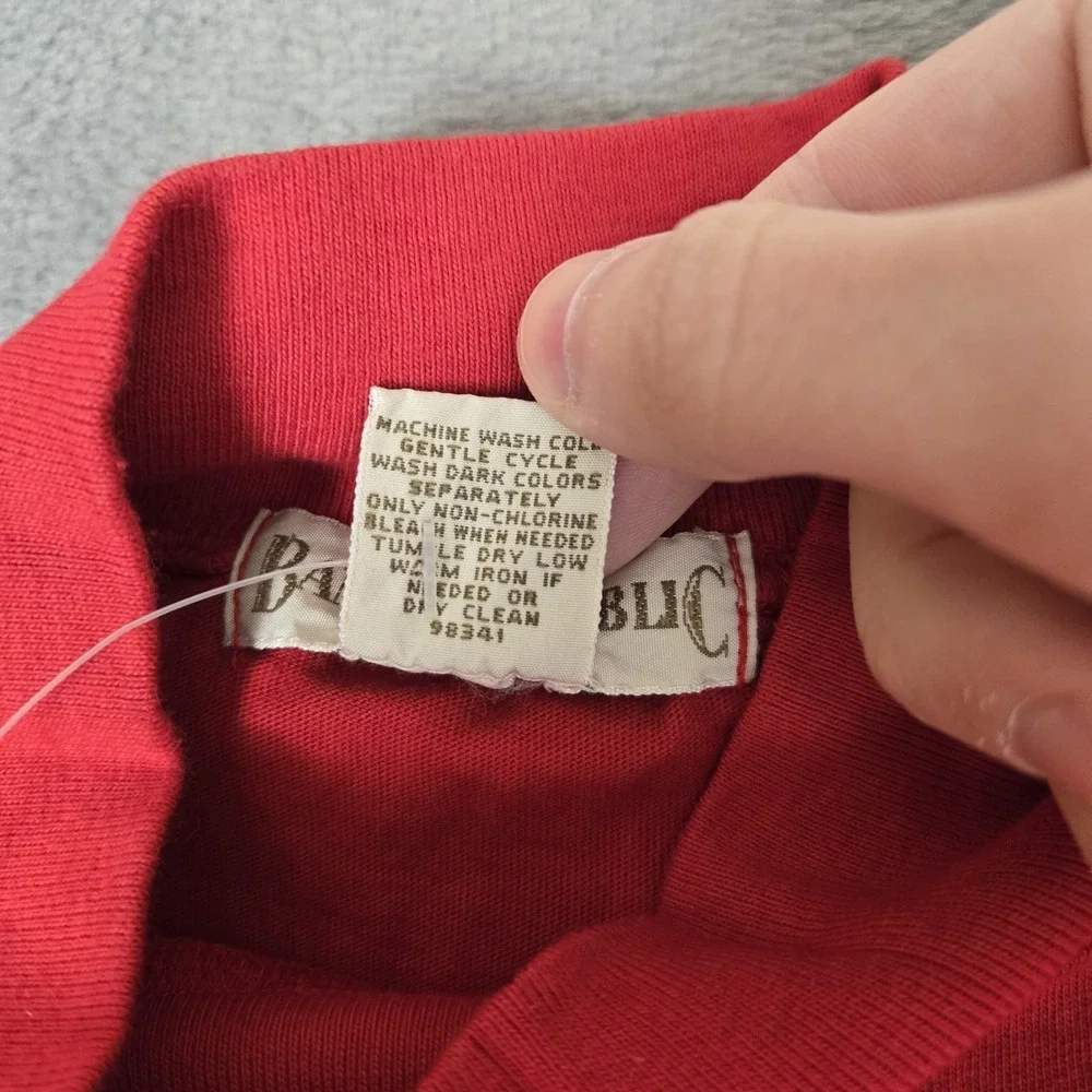 Vintage Banana Republic Shirt Mens Medium Mock Neck Red Long Sleeve 90s NWT